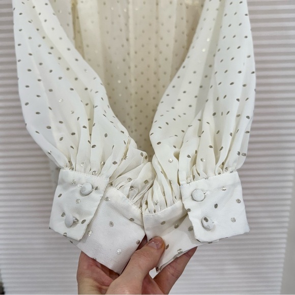 Zara semi sheer polka dot long sleeve blouse XS S - Picture 8 of 11